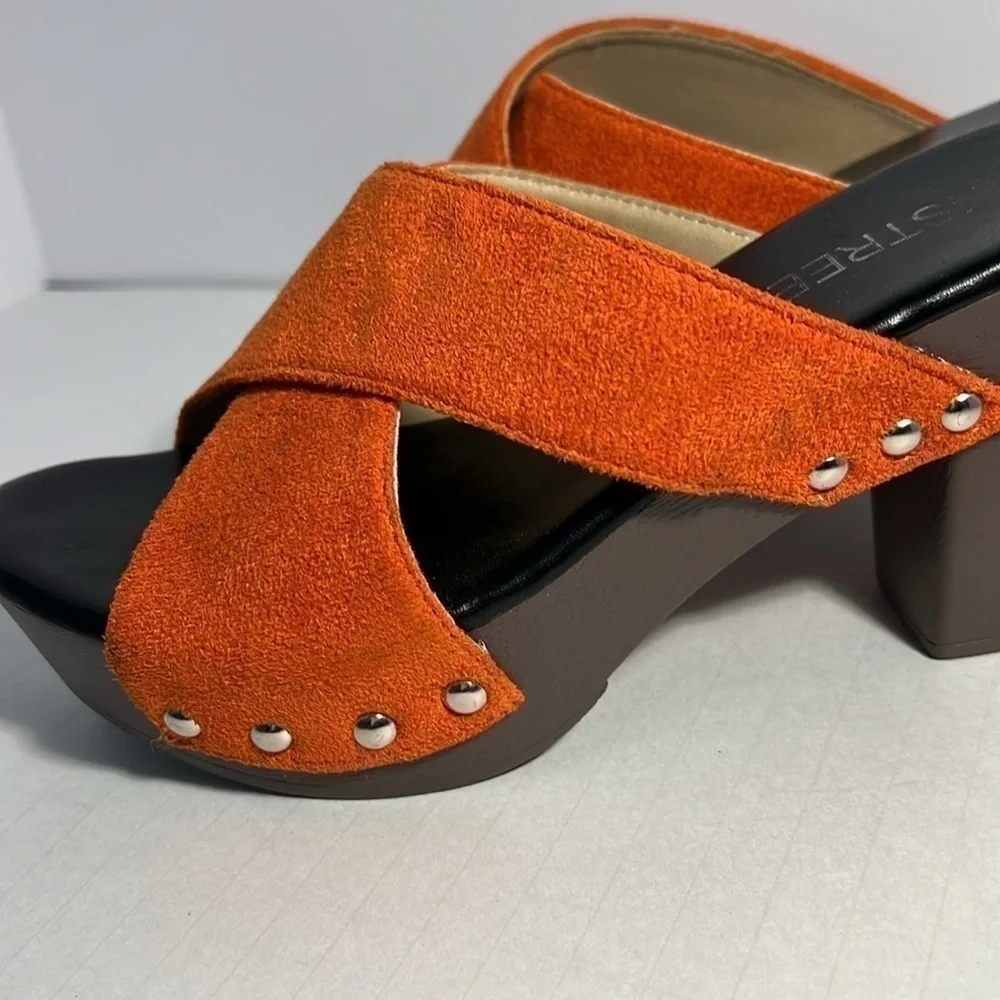 👡Nstree plataform shoes saude orange size 8 lightweight comfortable bright